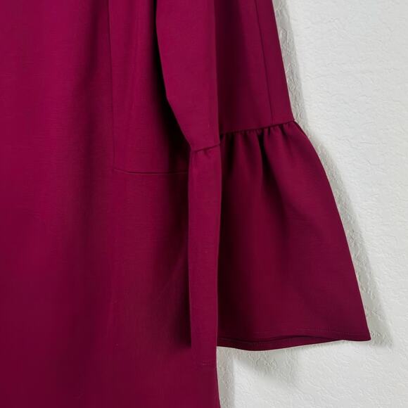 LAFAYETTE 148 NEW YORK WINE RED BLEND RUFFLE SLEEVE SHIFT MINI DRESS SIZE MEDIUM - Picture 5 of 5